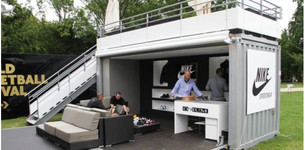 Pop-Up Container Shop At College Basketball Game