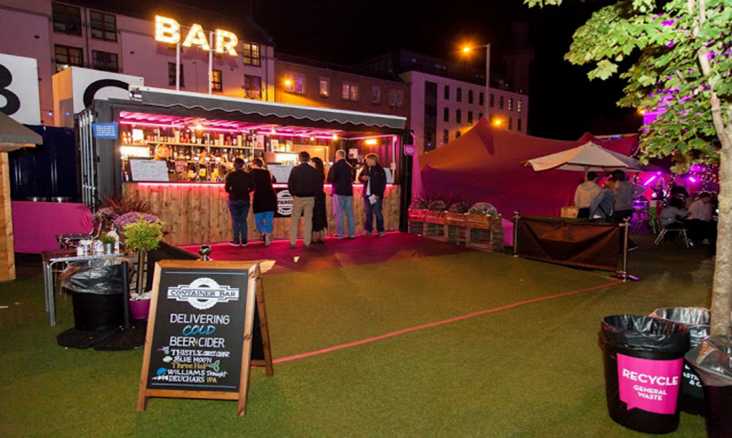 BoxPop® Custom Shipping Container Bar for Revelry Yards